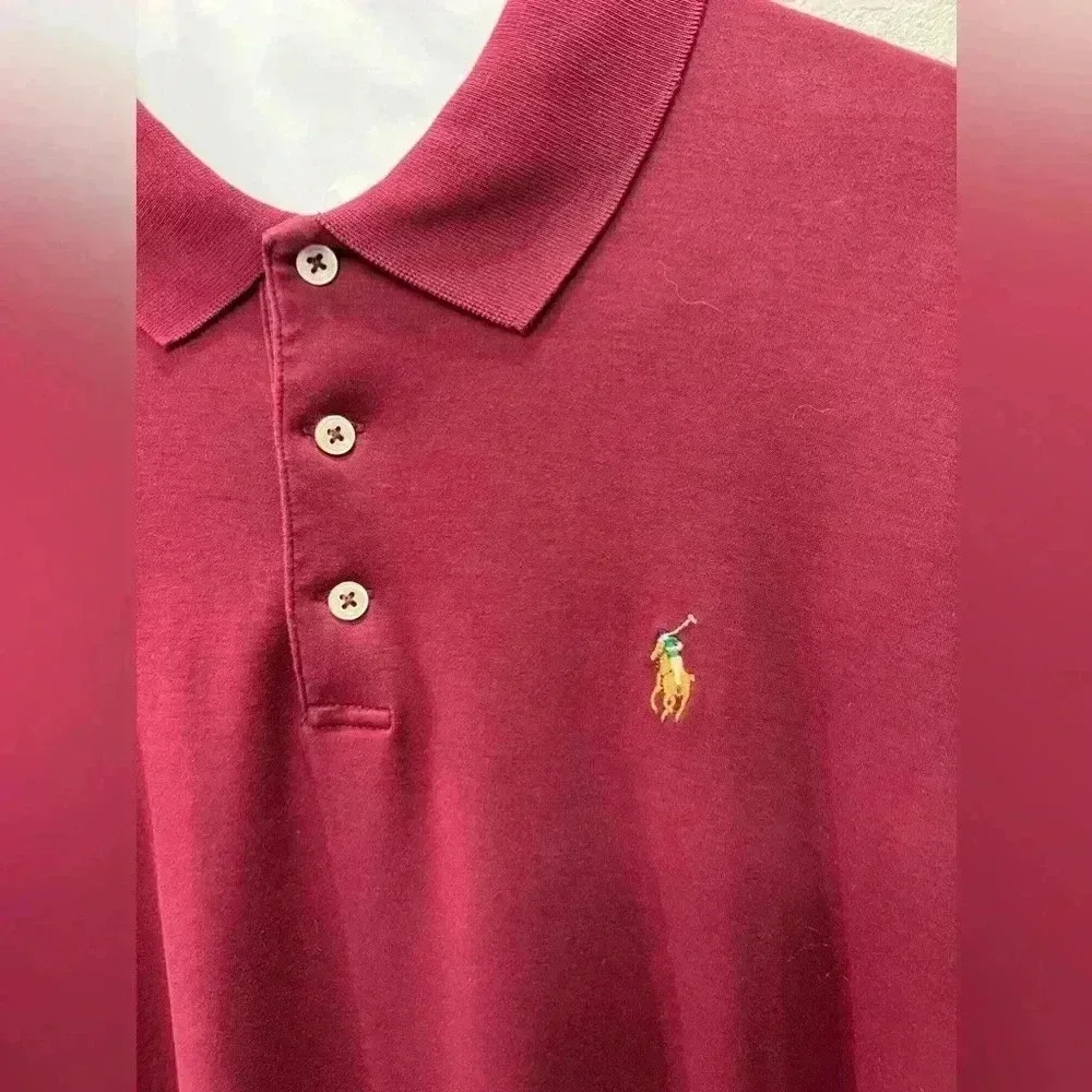 Ralph Lauren Soft Cotton Polo Classic Fit Shirt- Red Burgundy- Size Medium